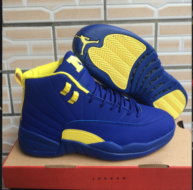 2018 Air Jordan 12 High Blue Yellow Shoes